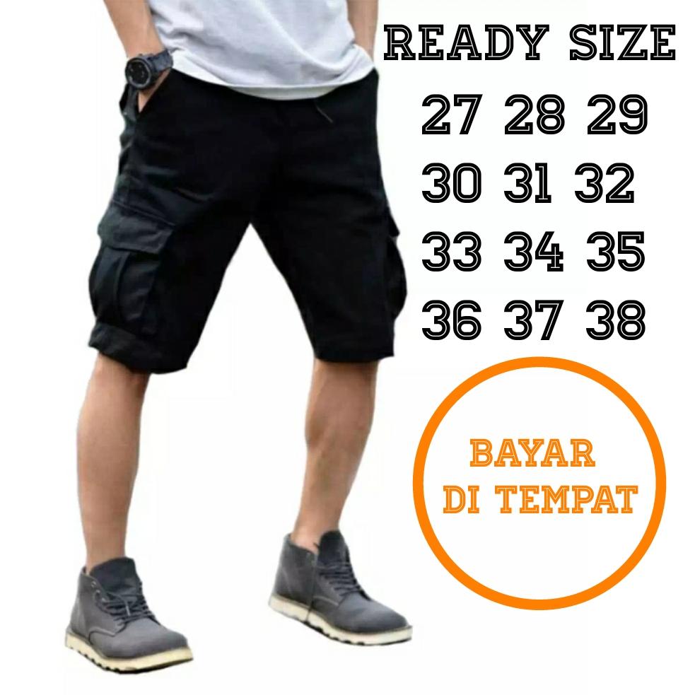 Tradeold Celana Cargo Pendek Pria - Hitam
