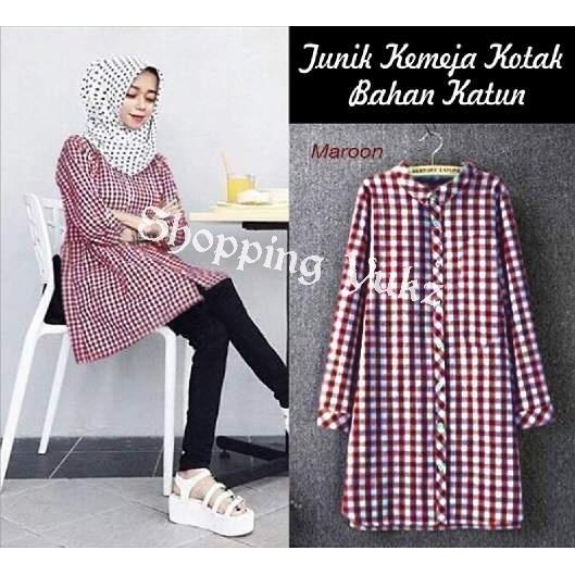 Shopping Yukz Kemeja Tunik Wanita Lengan Panjang UNIX ( Tanpa Pasmina) / Atasan Muslimah / Kemeja Kerja Wanita / Baju Muslim Wanita / Kemeja Casual Wanita / Atasan Wanita / Tunik Murah / Tunik Kotak