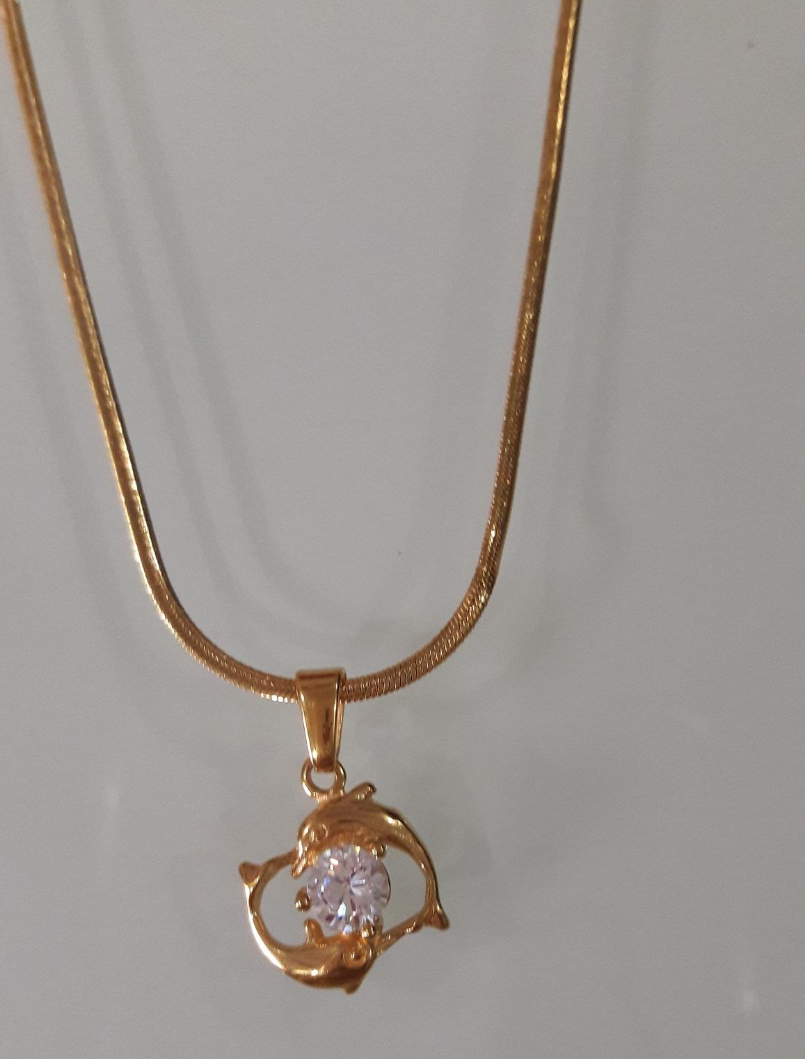 Lovely Couple Dolphin Kalung Titanium Gold Wanita / Kalung Titanium Wanita / Kalung Titanium / Aksesoris / Aksesoris Wanita / Kalung Wanita