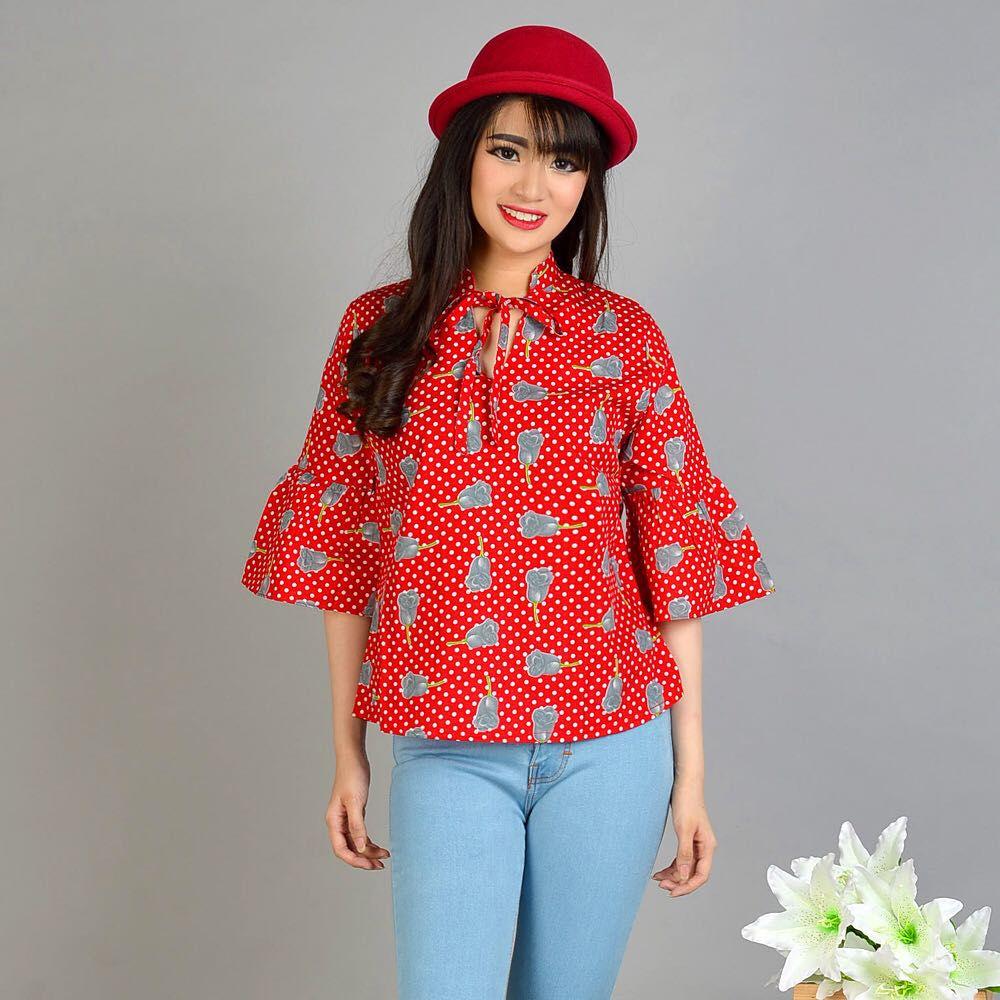 Riyani Blouse (BR840) - Baju Atasan Wanita Lengan 3/4 Katun Murah Blouse Kerah / Terbaru / Korea / Murah / Model / Muslim / Gamis / Hijab / Modern / Kekinian / Atasan / Formal / Casual / Pesta / Kampus / Kerja / Kantor / Dewasa