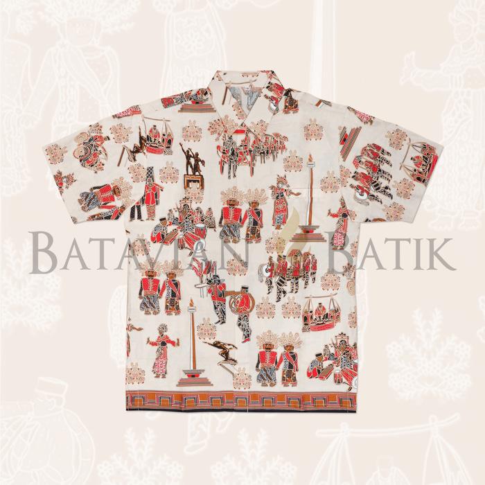 Promo Terpopuler Kemeja Batik Betawi Lengan Pendek | Krem