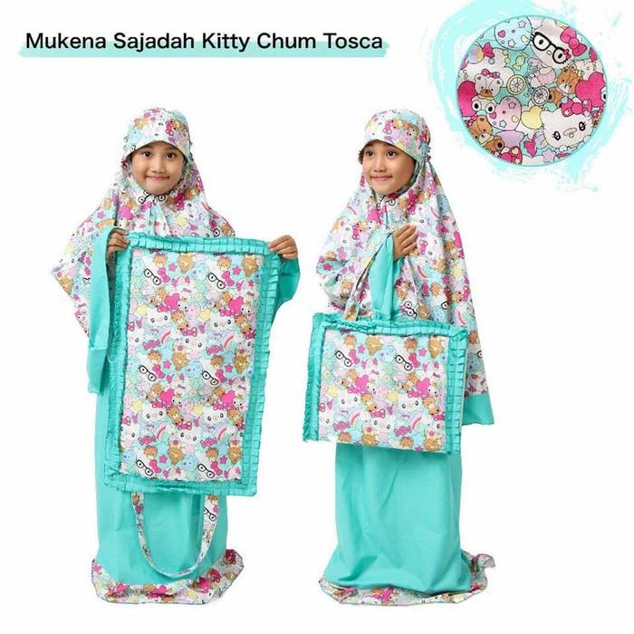 MUKENA MOTIF HELLO KITTY CHUM TERBARU - MUKENA ANAK MURAH BAHAN KATUN LEMBUT DI LENGKAPI TAS SAJADAH L