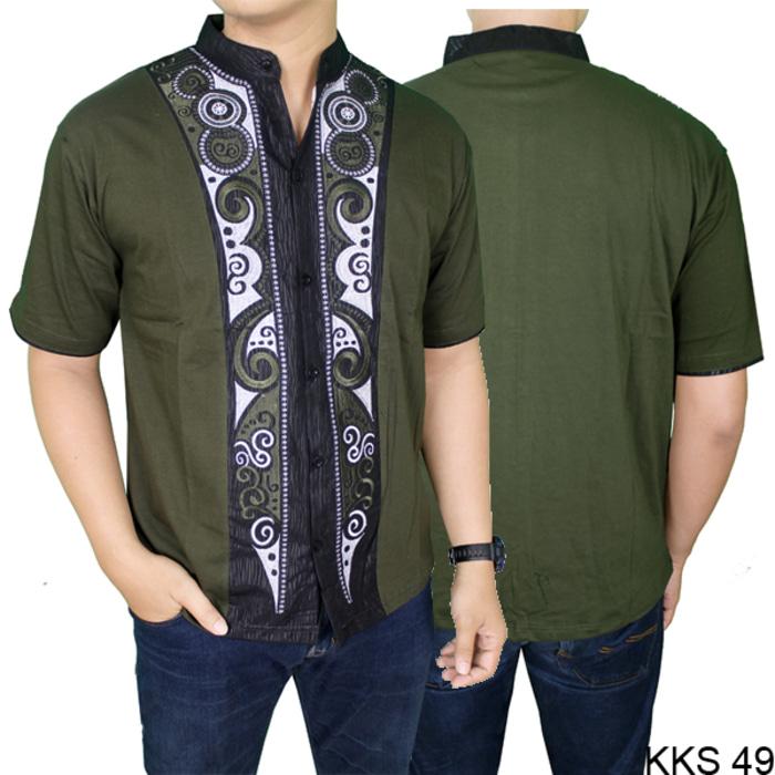 Baju Koko Lengan Pendek Anak Muda Katun Hijau KKS 49