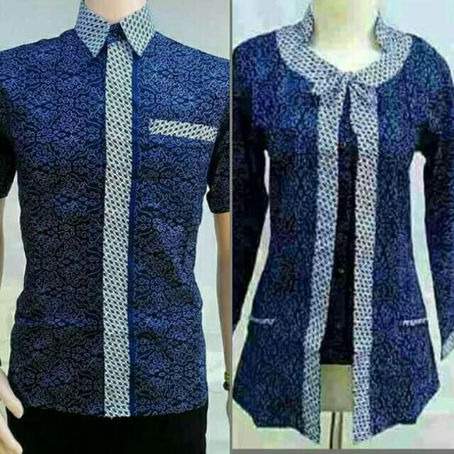 Kemeja hem baju batik couple seragam kantor mocca coklat wanita XXL