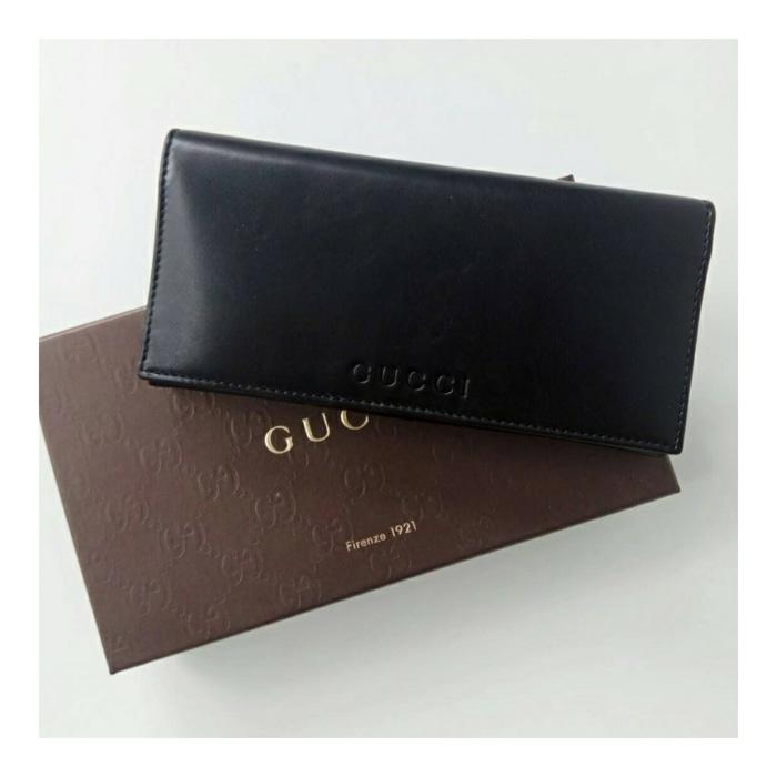 DOMPET GUCCI ORIGINAL - GUCCI LEATHER FLAP WALLET BLACK