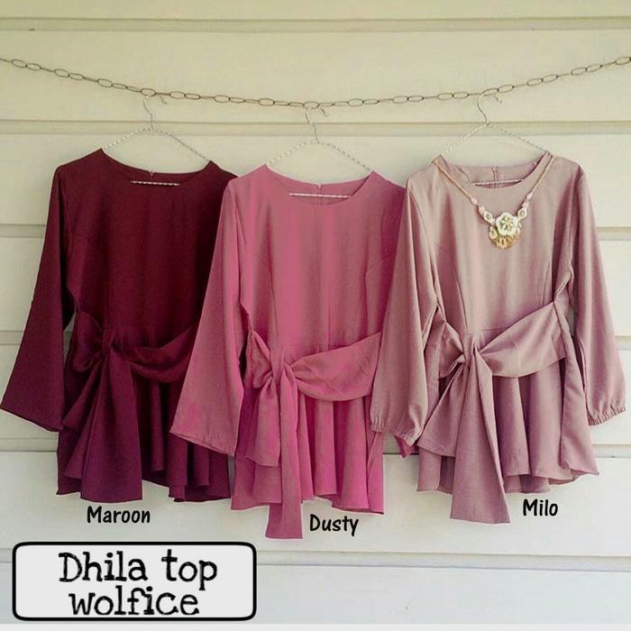 Baju Atasan Blouse Tunik Wanita Baju Muslim Blus Muslim Dhilla Top - Maroon / Baju wanita / baju murah / baju atasan wanita / Baju wanita murah / baju wanita jumbo / baju polos / naju wanita polos / baju pesta / kemeja wanita