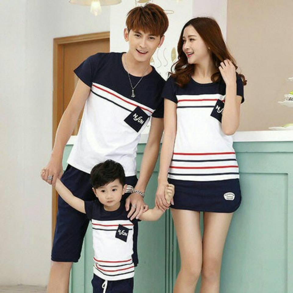 SUNSHINE COUPLE-FAMILY COUPLE NSUN SATU ANAK-PUTIH NAVY (AYAH,IBU DAN ANAK) | KAOS COUPLE | BAJU COUPLE | BAJU KELUARGA | COUPLE MURMER | BAJU KEMBARAN