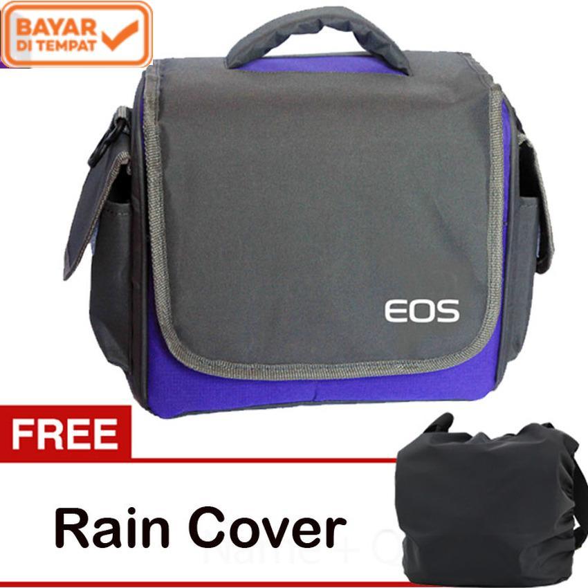 Eos Tas Kamera DSLR Mirrorless Canon 2 Lensa - Ungu/Abu-Abu kode UT + Free Rain Cover