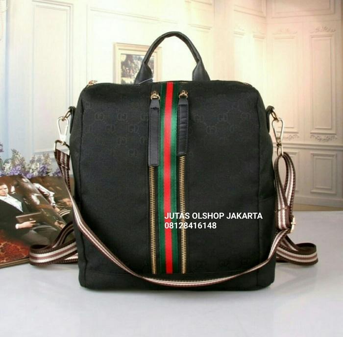 PROMO TERBATAS!!! TAS RANSEL GUCCI KANVAS + SELEMPANG