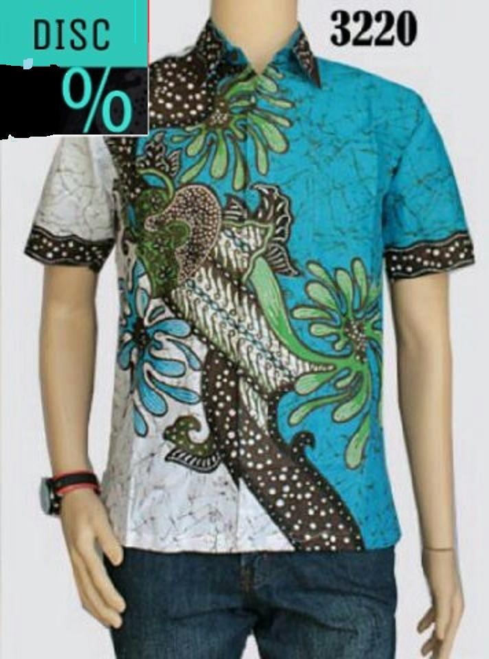 Kemeja Batik Pekalongan || Baju Batik Blok 1746 - Biru Muda, L