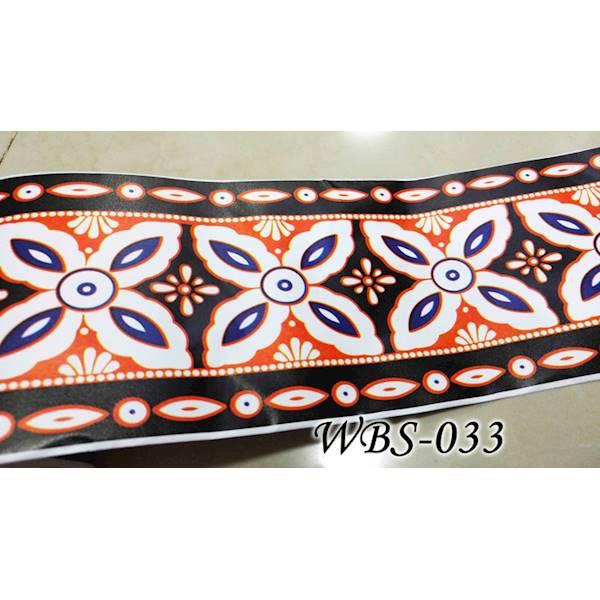 WBS033 BLACK BATIK WALL BORDER STICKER KACA & DINDING 10M LIST TEMBOK
