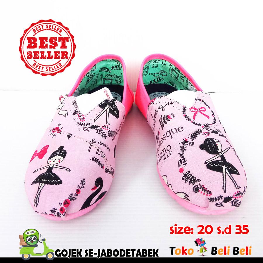 wakai sepatu slip on anak - motif pink balerina