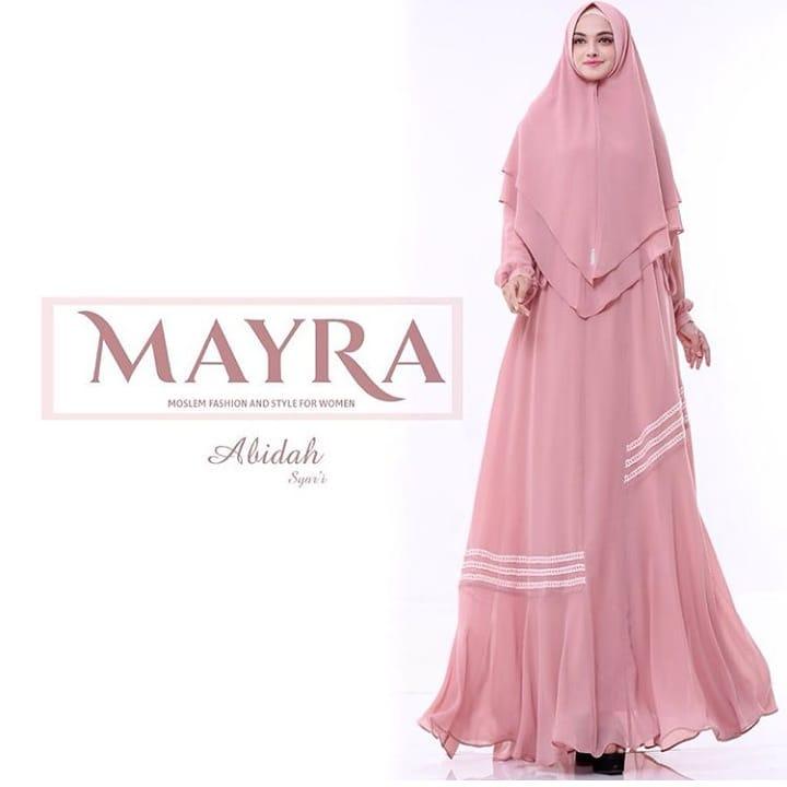 Baju Wanita Muslim Original Import Quality Dress + Khimar Abdah Syari Pink Terlaris 2018