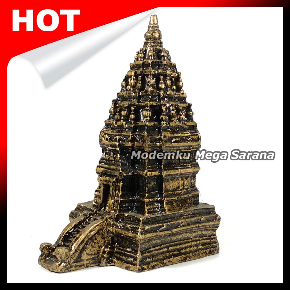 Miniatur Candi Prambanan Satu Pintu 10x6x14 Cm - Hitam Emas