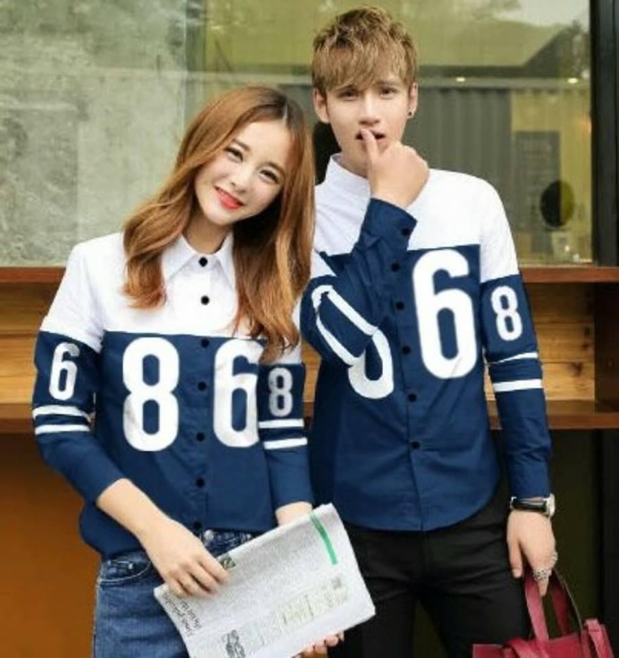 H~Shico - Kemeja Couple PEACE 86 Baju Pasangan Kemeja Pasangan Kemeja