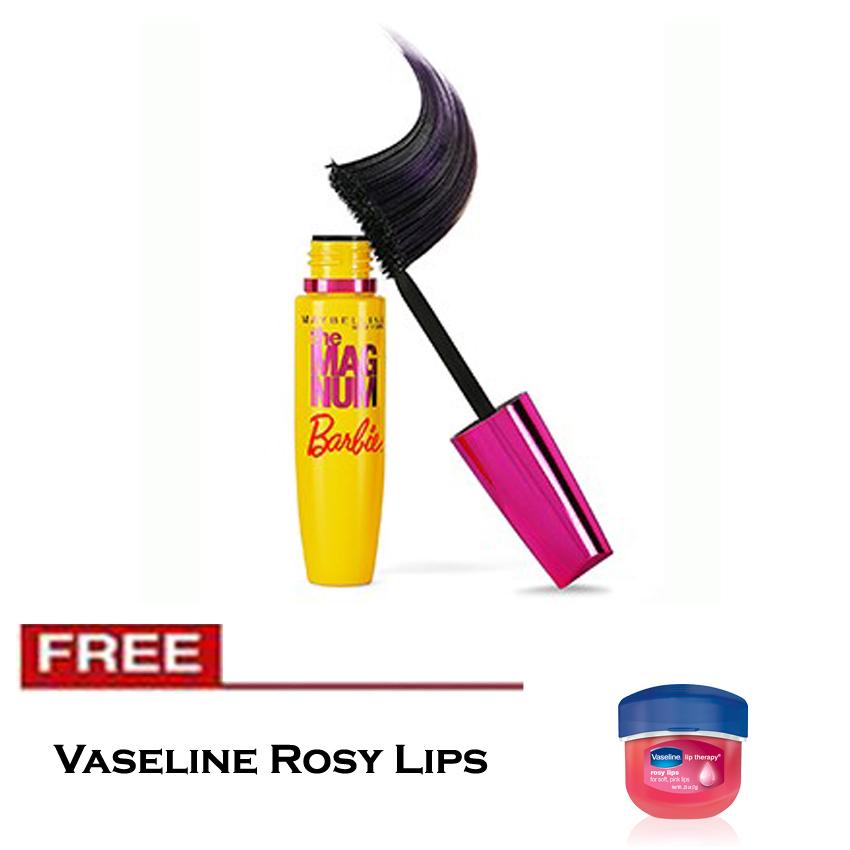 Mascara Magnum Barbie Maskara Hitam + Free Vaseline Lip Rosy Pink - 1 Pcs Mascara Magnum Barbie Maskara Hitam + Free Vaseline Lip Rosy Pink - 1 Pcs