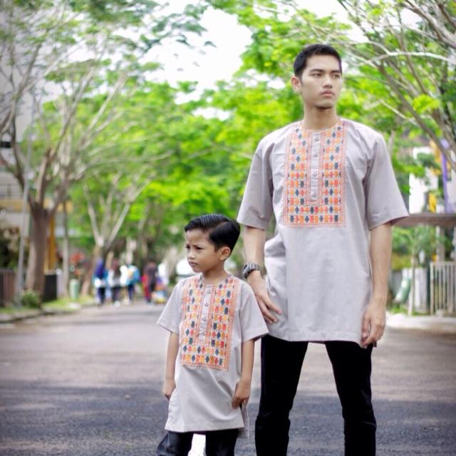 KURTA HANIF BAJU KOKO MOTIF BORDIR COUPLE AYAH & ANAK AL HARAMAIN ASLI TASIKMALAYA Dewasa