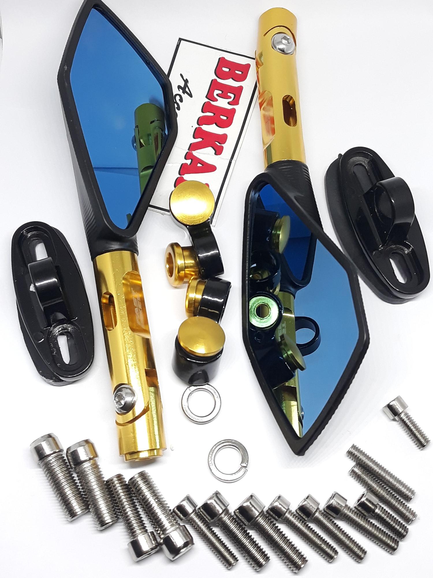 Spion tomok vixion r15 r25 mio beat vario byson semua motor kaca biri body gold full cnc