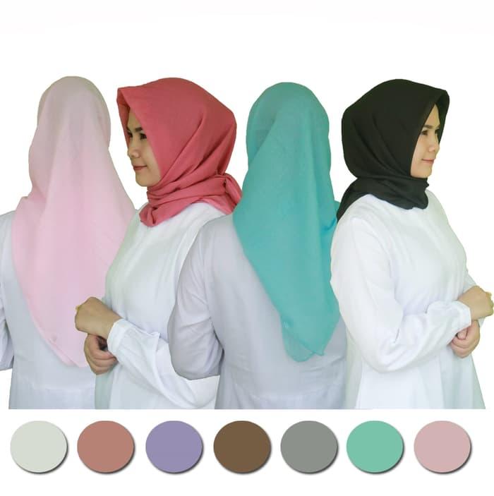 Kerudung bahan paris - jilbab segi empat polos murah