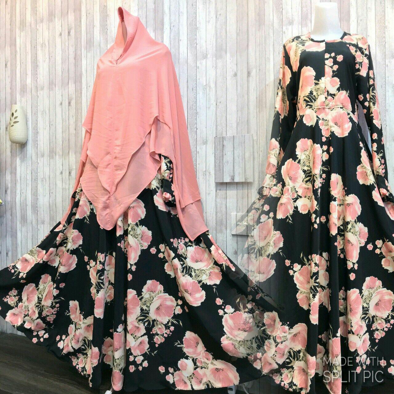 Adzra Gamis Murah syari/busana muslim Wanita - Amanda Dress - Hitam