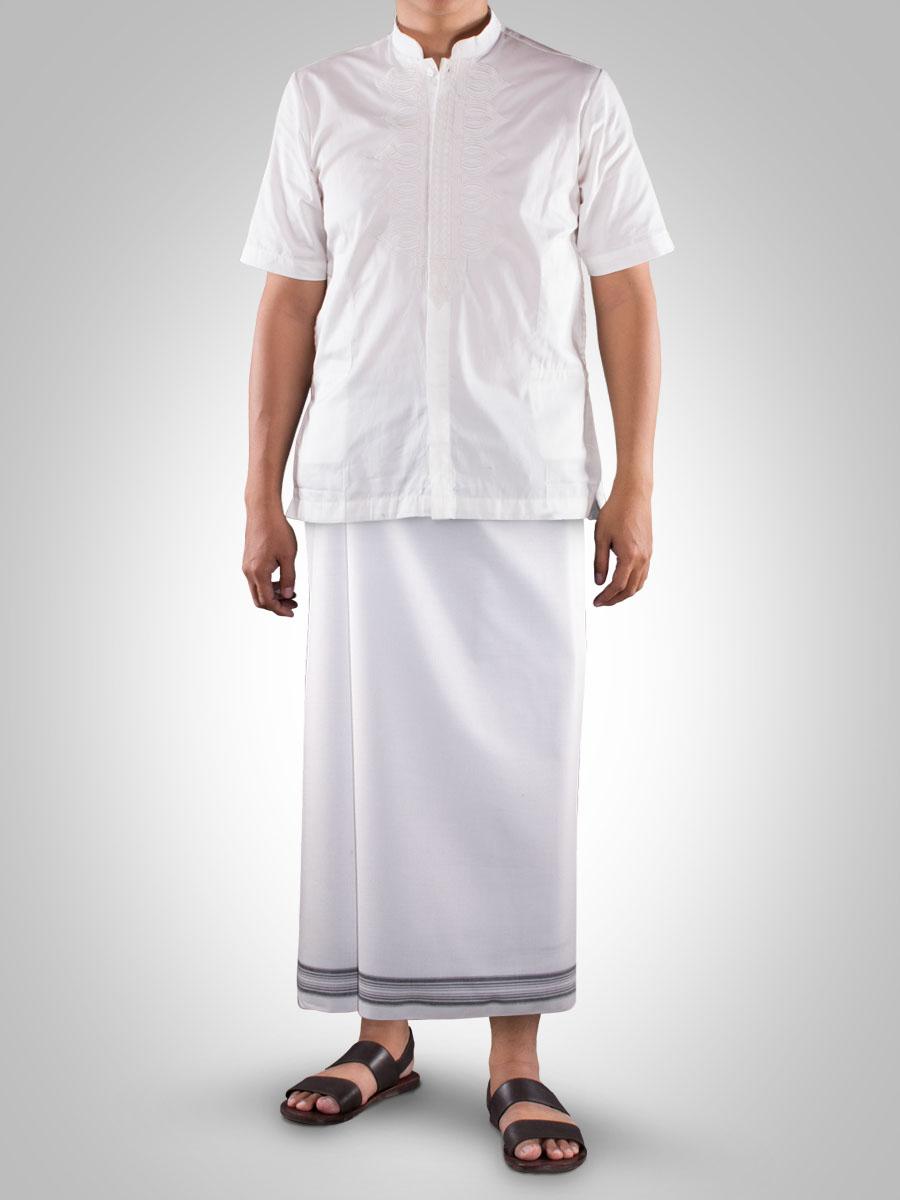Sarung Mangga / Sarung Tenun Mangga Fiesta Polos - Putih Tumpal ( 5 pcs )