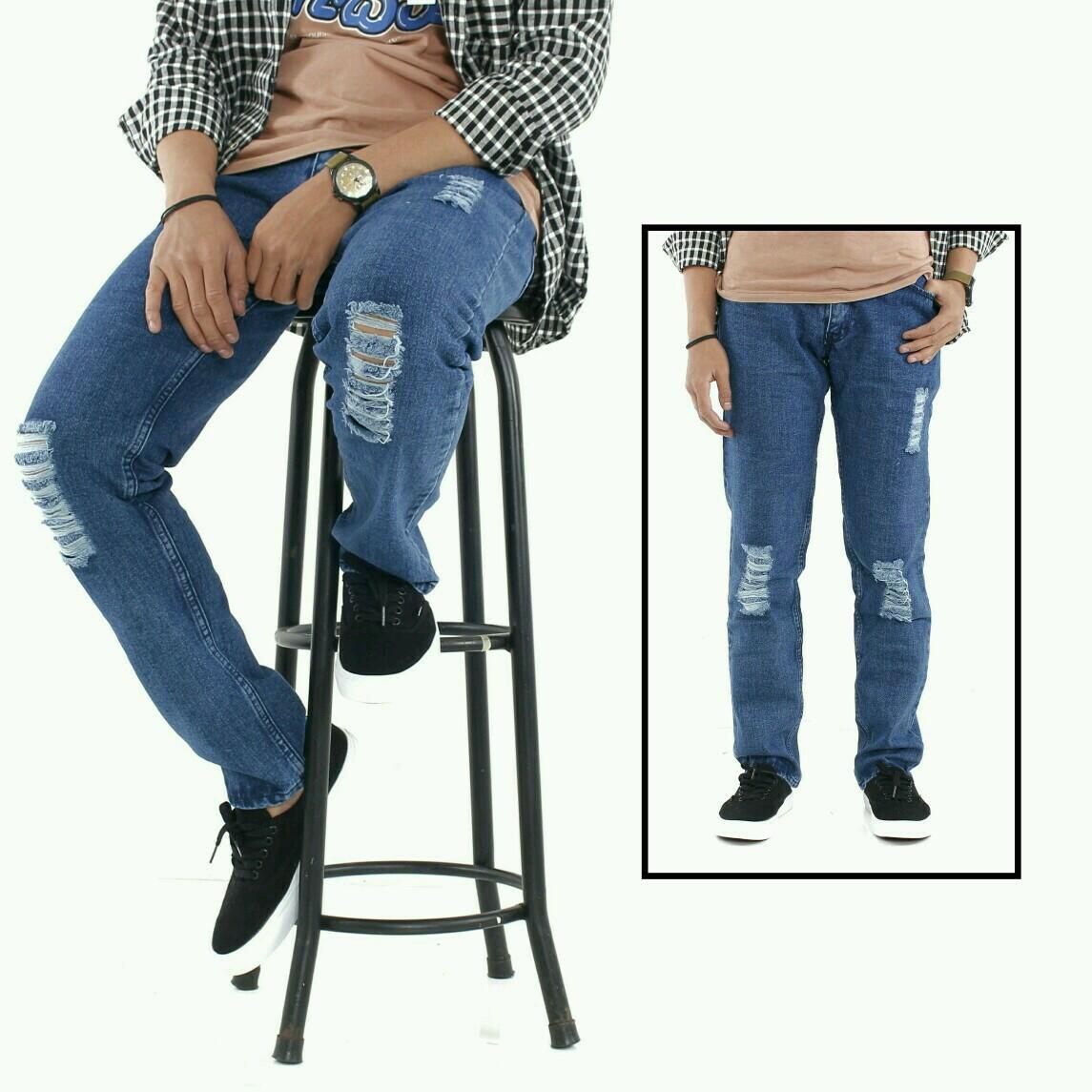 Celana Jeans Sobek Ripped - Celana Panjang Pria - Celana Sobek Eksklusif