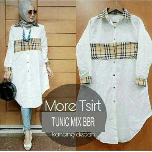 PROMO BAJU - SUPPLIER GROSIR 13710 BAJU ATASAN TUNIM MUSLIM WANITA DEWASA MODIS TERBARU CEWEK LENGAN PANJANG WARNA PUTIH MURAH GROSIR KEKINIAN BAHAN KATUN