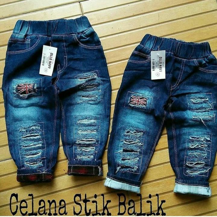 Jeans anak 9-10 tahun stik balik ripped Celana Anak Denim Promo Sale Terbaru kekinian