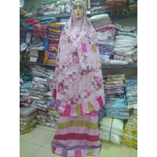 Mukena katun Jepang Dewasa Shaby Vania pink - 3 .