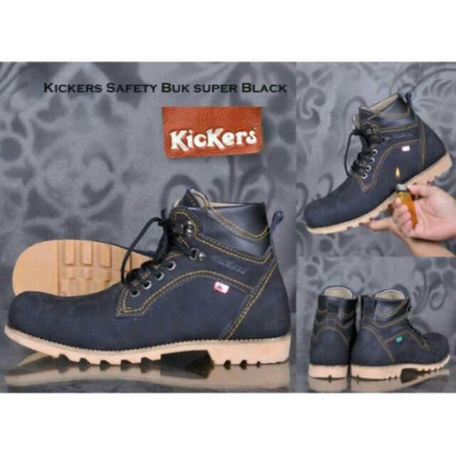 Sepatu boots pria Kickers safety buk super black