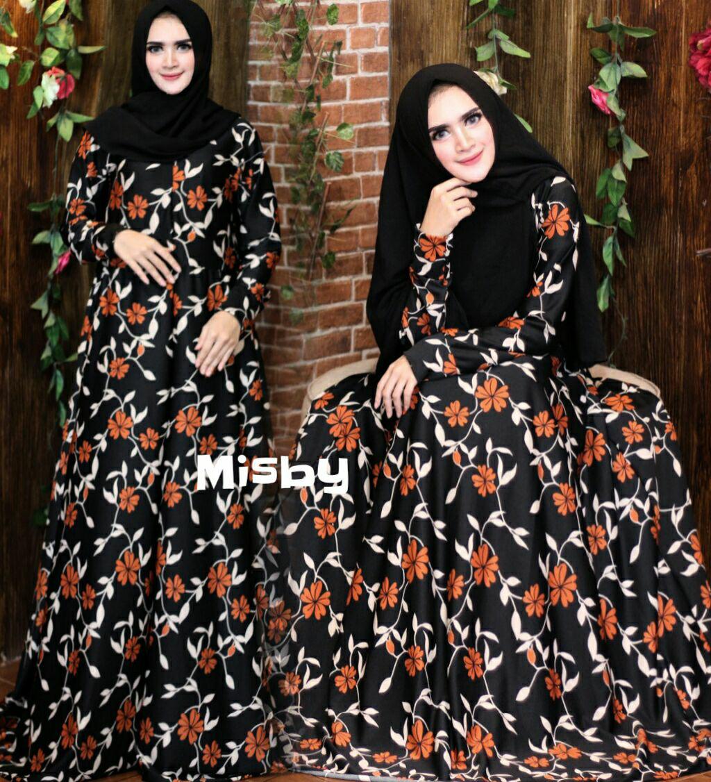 Nurulcollection-Baju dress gaun muslim murah/gamis syari terbaru/gamis melar motif size XL-klok 4m