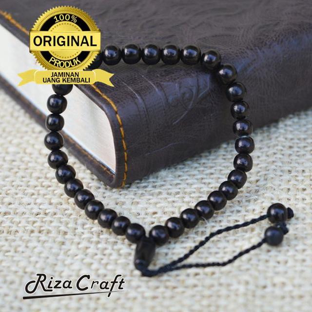 Gelang Tasbih Kayu Kokka Kaukah Fuqaha Bulat Hitam Asli Turki 33 Butir. Bersertifikat