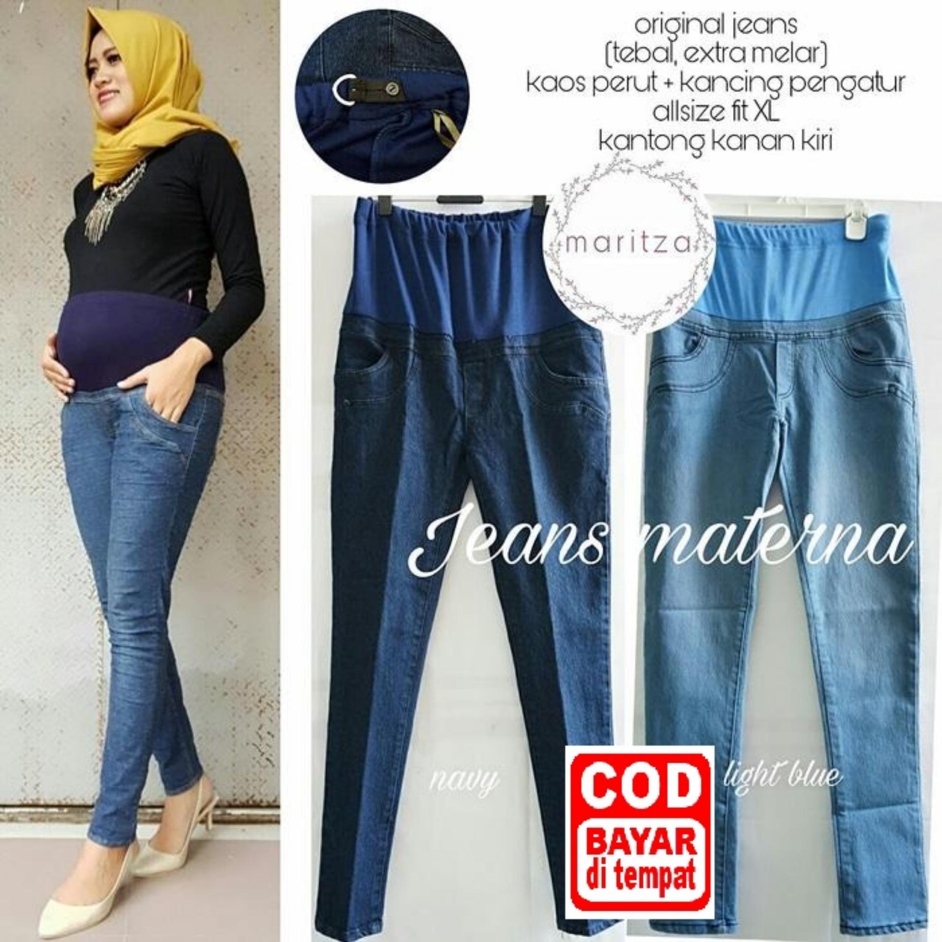 Audrey Fashion _ Celana Jeans Stretch Ibu Hamil - Celana Hamil Jeans - Jeans Materna