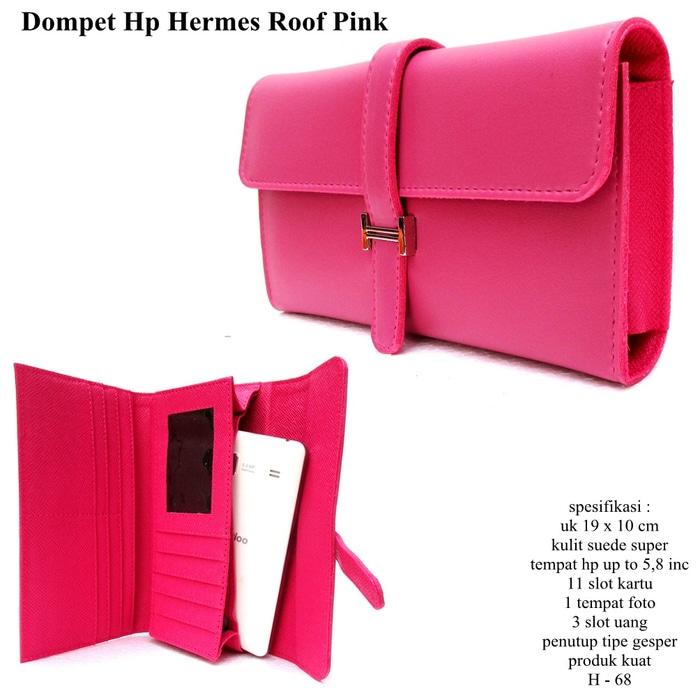 dompet hpo hermes wanita kulit soft casual roof pink - cAkM5T
