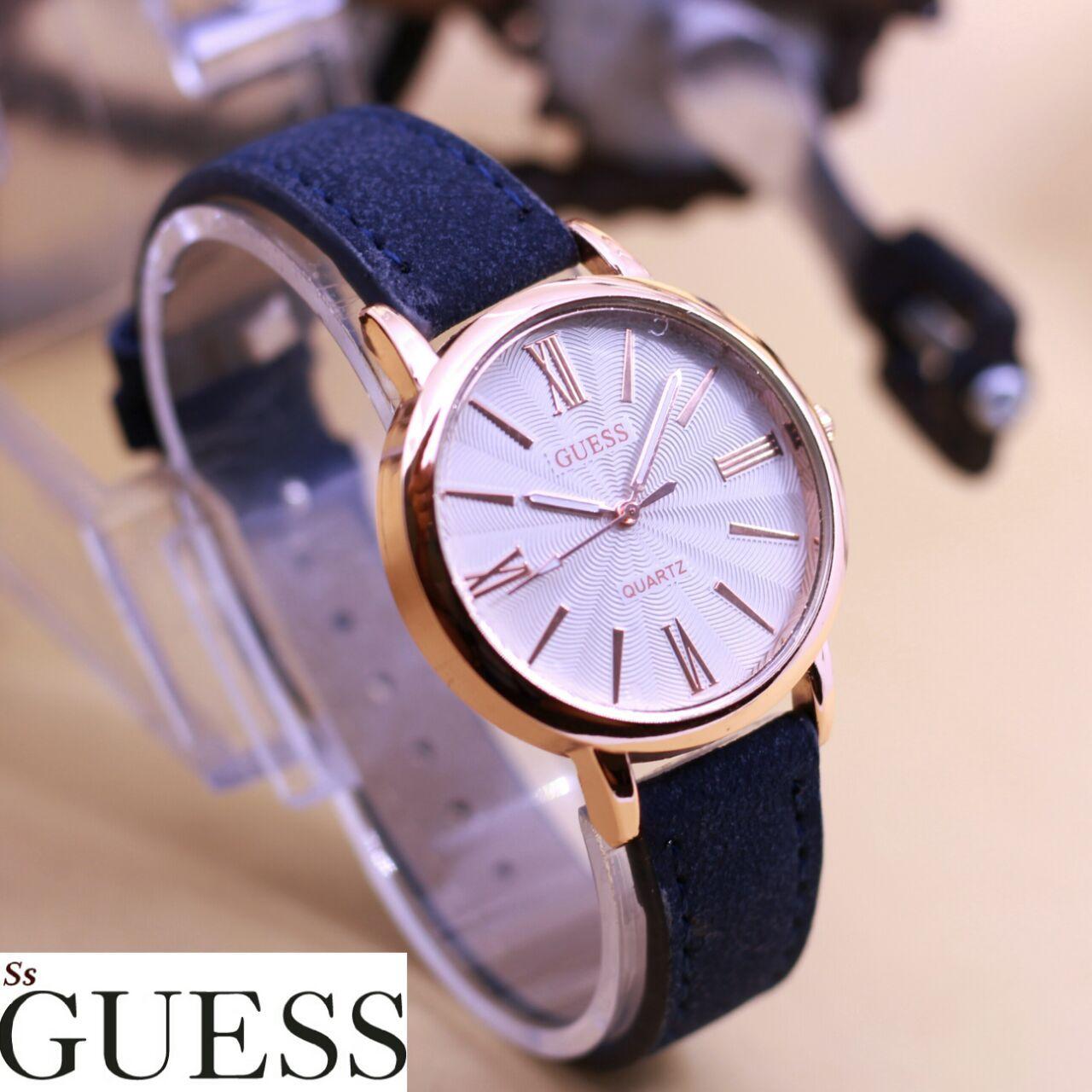 JAM TANGAN FASHION WANITA GUESS KULIT JEANS