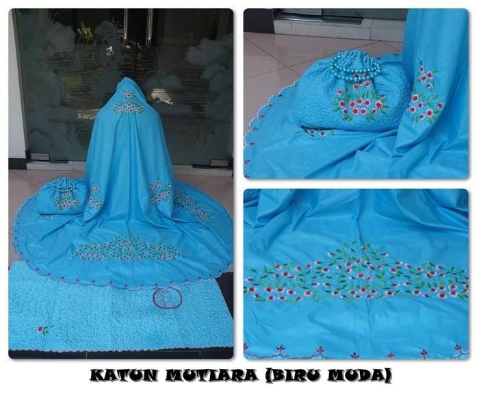 MUKENA DEWASA KATUN MINYAK MUTIARA BIRU