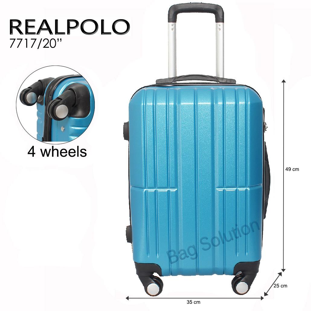 Real Polo Tas Koper Hardcase Fiber ABS - 4 Roda Putar - GGAG Size 20 Inch - Biru