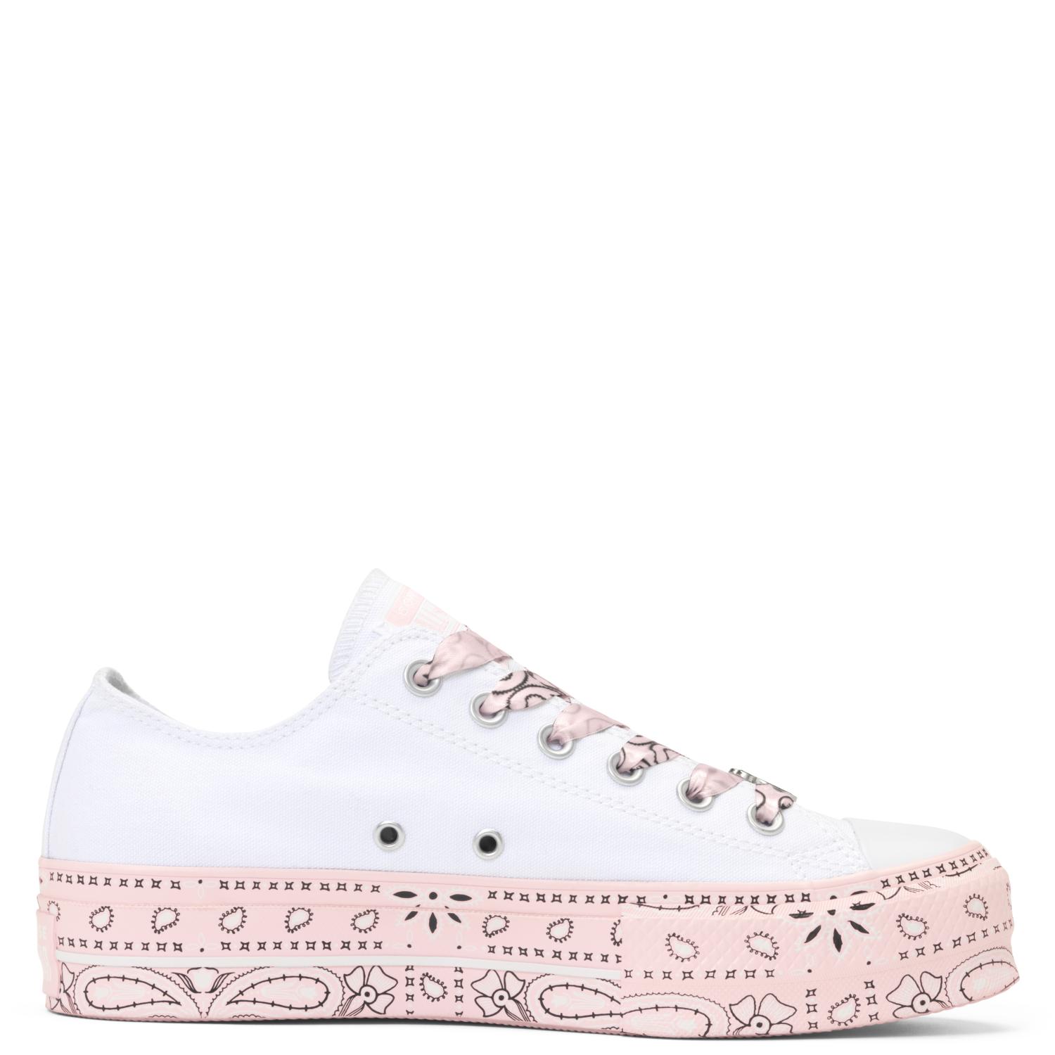 CONVERSE X MILEY CYRUS CHUCK TAYLOR ALL STAR LIFT - OX - PUTIH/DOGWOOD MERAH MUDA/HITAM CON562236C