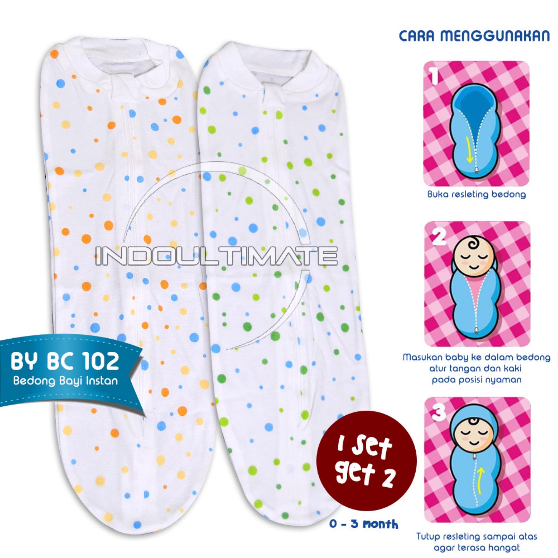 BABY LEON Bedong Bayi Instan BC-102 New Born 2Pcs 100 % COTTON / Bedongan Murah Berkerah - Mix Colour