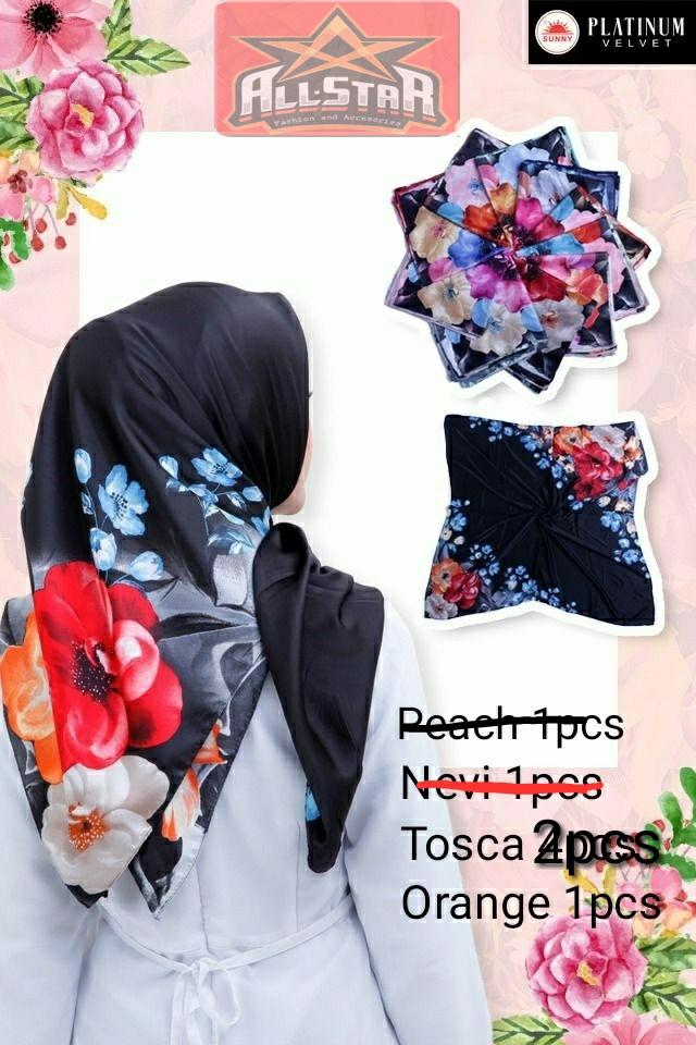 Hijab/ / Jilbab / Kerudung segi empat Saudia By Sunny Original Motif Bunga wang_olshop