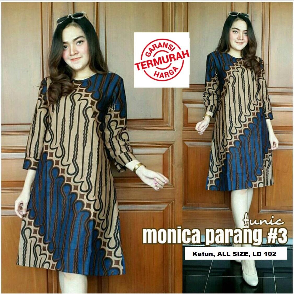 Atasan Dress Tunik Batik Wanita - Dress Wanita Monica Parang Biru