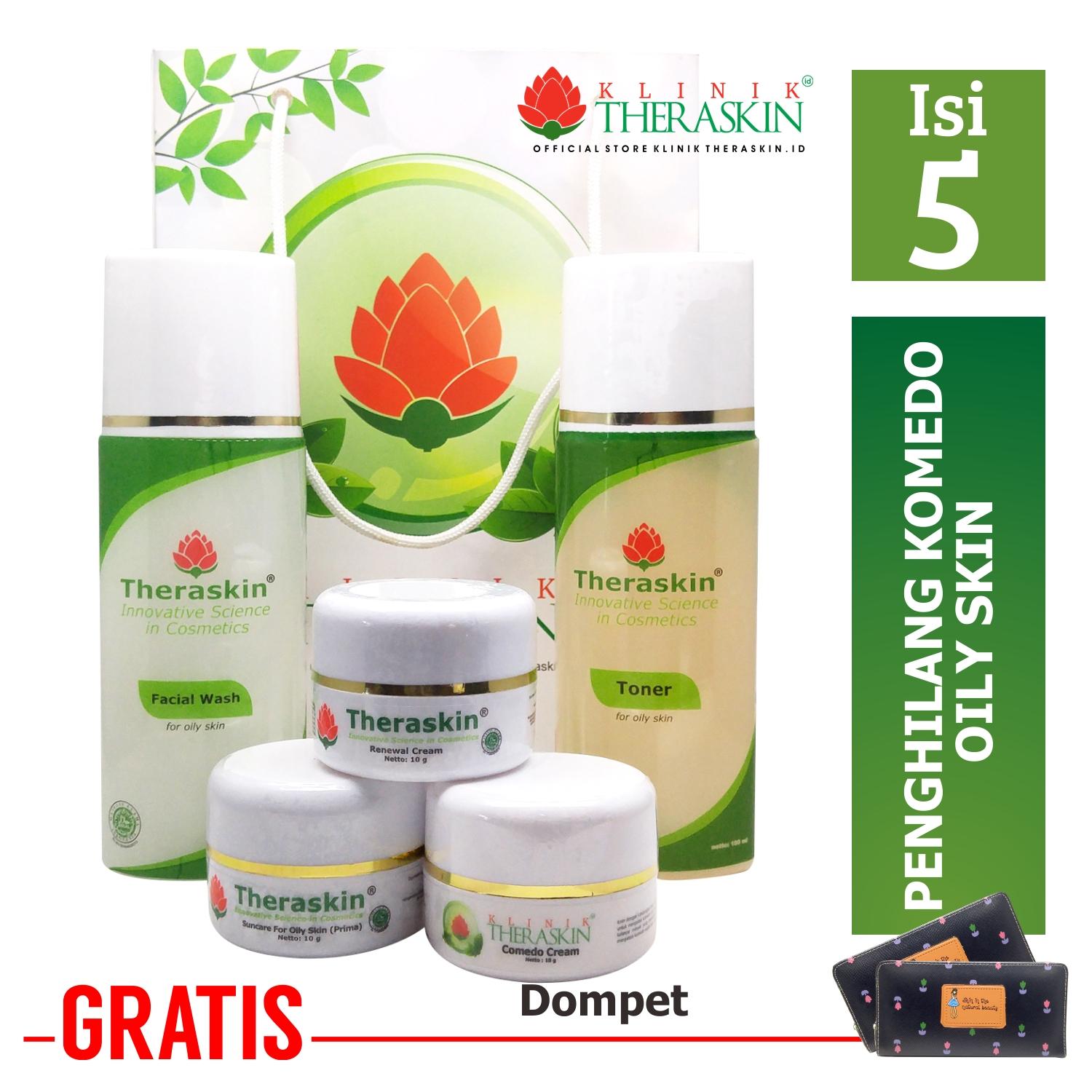 Paket Theraskin Oily Whitening Untuk Kulit Berminyak + Komedo + Gratis Dompet
