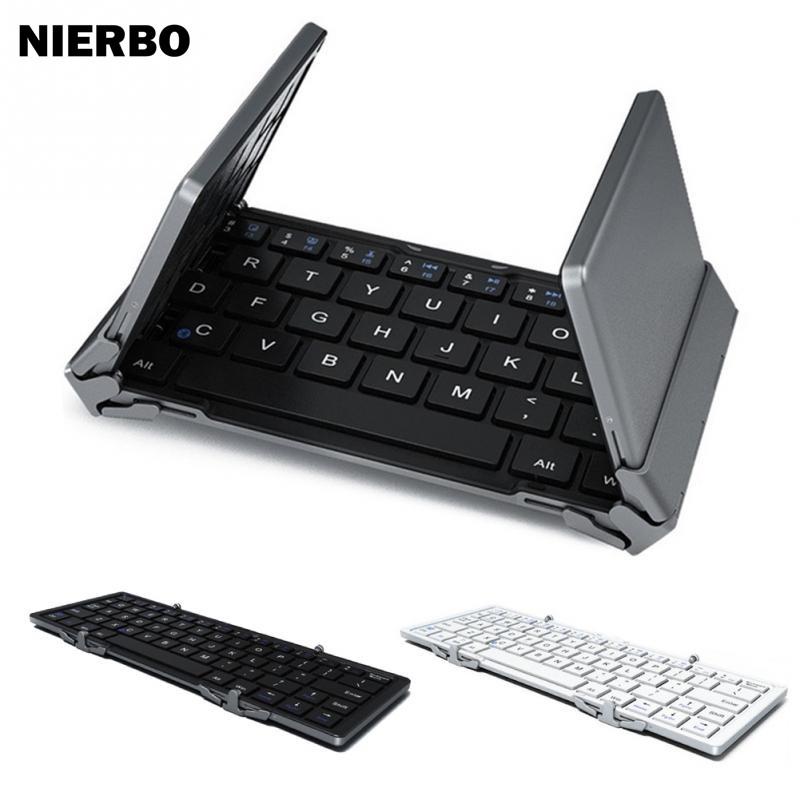 NIERBO Universal Foldable Keyboard Wireless Rechargeable Bluetooth 3.0 Ultra Slim Mini Lightweight Portable Mini Keyboard Intelligent Pocket Travel Aluminum Keypad for iphone ipad Windows Android IOS PC