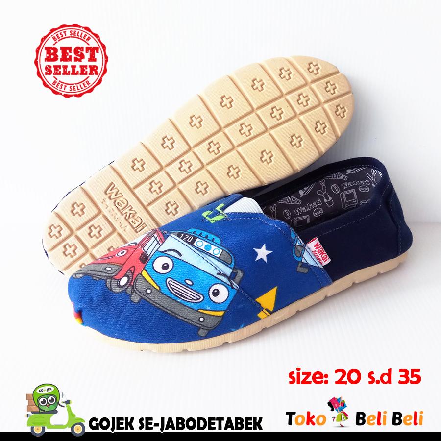 wakai sepatu slip on anak - motif navy tayo