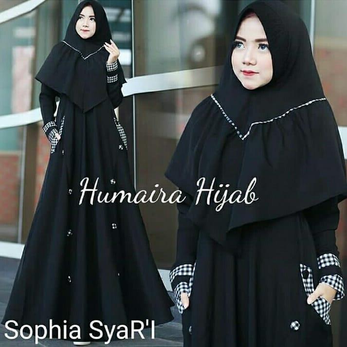 Baju Original Shopia Syari Baloteli Mix Kotak Katun Gamis Panjang Wanita Muslim Pakaian Cewek Gaun Muslimah Hijab Terbaru