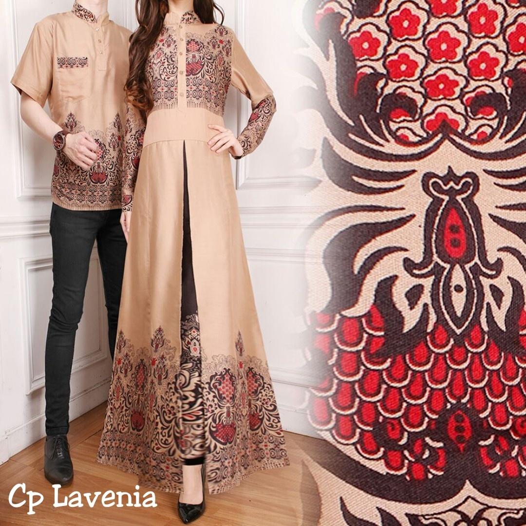 BAJU PASANGAN / COUPLE GAMIS LAVENIA DAN KEMEJA PRIA WARNA COKLAT SUSU