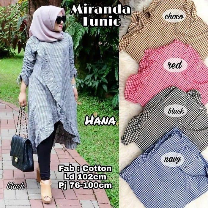 Baju Muslim Original Blus Miranda Tunik  Panjang Blouse Casual Hijab Tunic Pakaian Terbaru 2018 Modern Fashion Baju Wanita Lengan Panjang Atasan akerja Trendy Modis