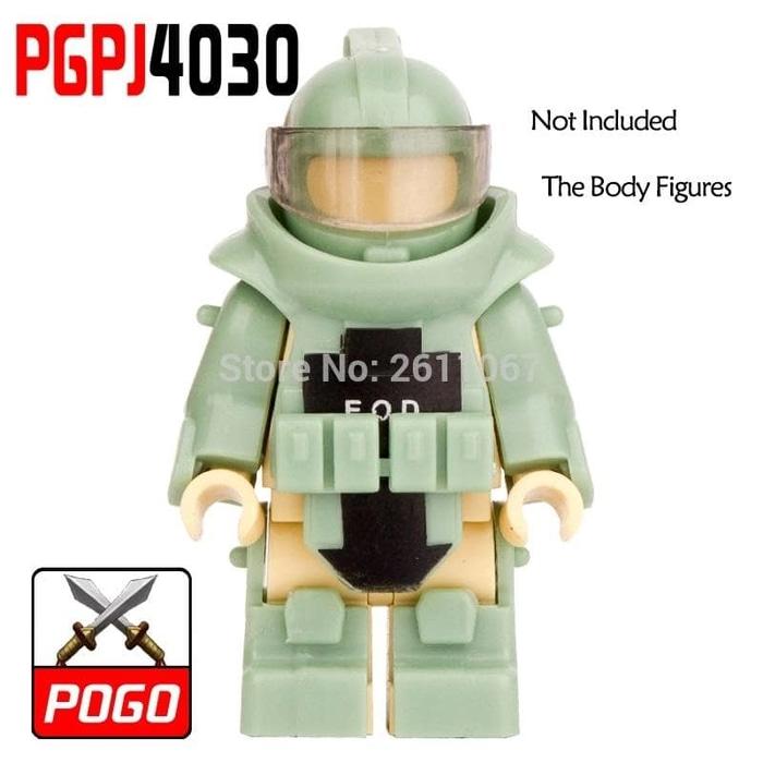 BEST SELLER!!! Anti Explosion Armor Sand Green Polisi Anti Huru Hara SWAT Minifigure - kGlNiR