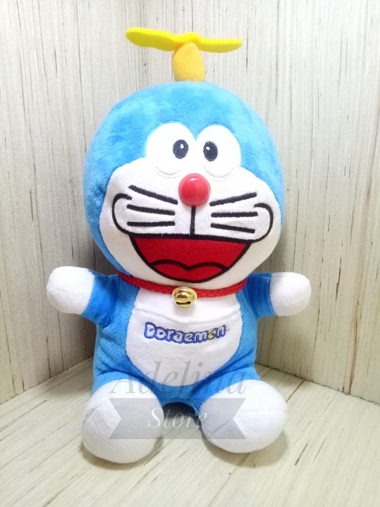 Boneka Doraemon kain Yelvo Import With Baling baling bambu Ukuran 20 cm // Boneka Koleksi Doraemon Biru