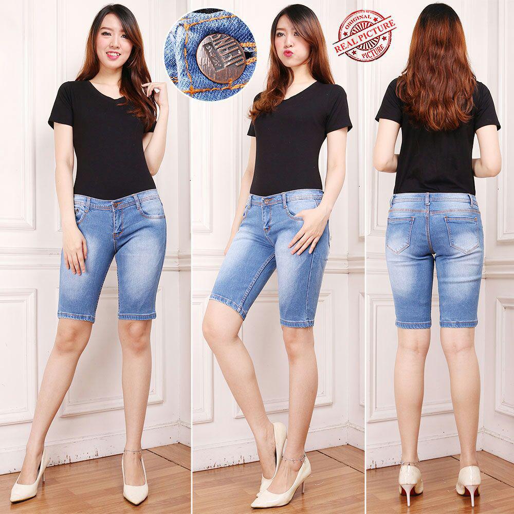 Celana pendek wanita jeans 3/4 nani, tannisa collection